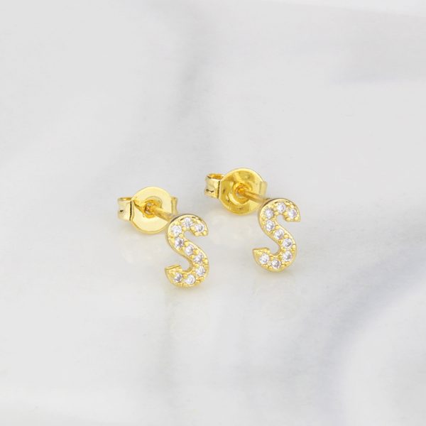 Sparkling Diamond English Letter Earrings for Women - Image 24