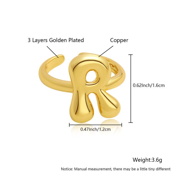 Personalized 26-Letter Gold-Plated Adjustable Open Ring - Image 23