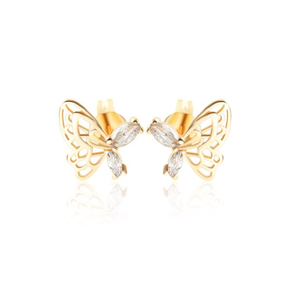 Butterfly Hollow Zircon 18K Gold-Plated Earrings for Women - Image 8