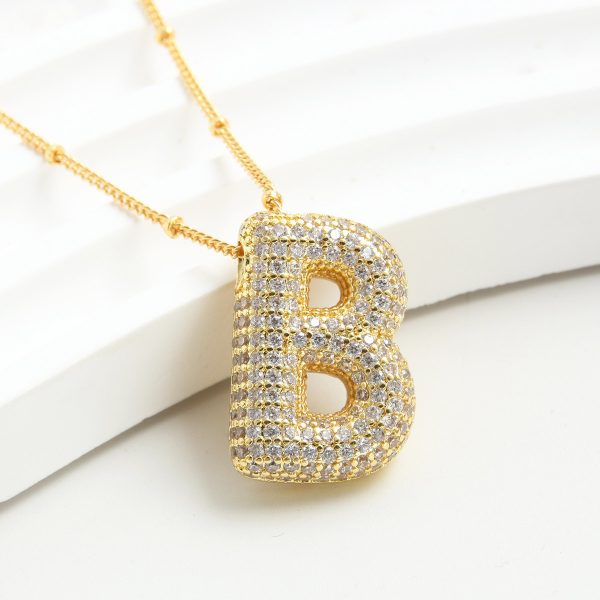 Balloon-Inspired 26-Letter Zircon Gold-Plated Necklace - Image 4