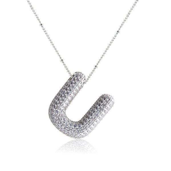Silver-Plated Hollow 26-Letter Zircon Necklace for Women - Image 26