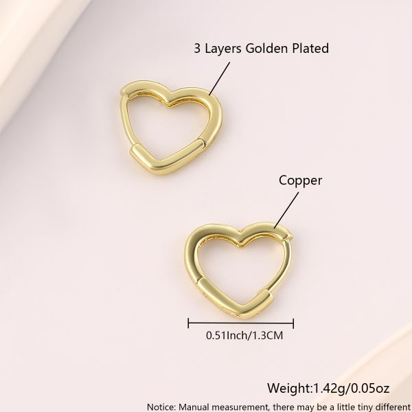 Sleek Copper Heart Smooth Earrings for a Classic Look - Image 7