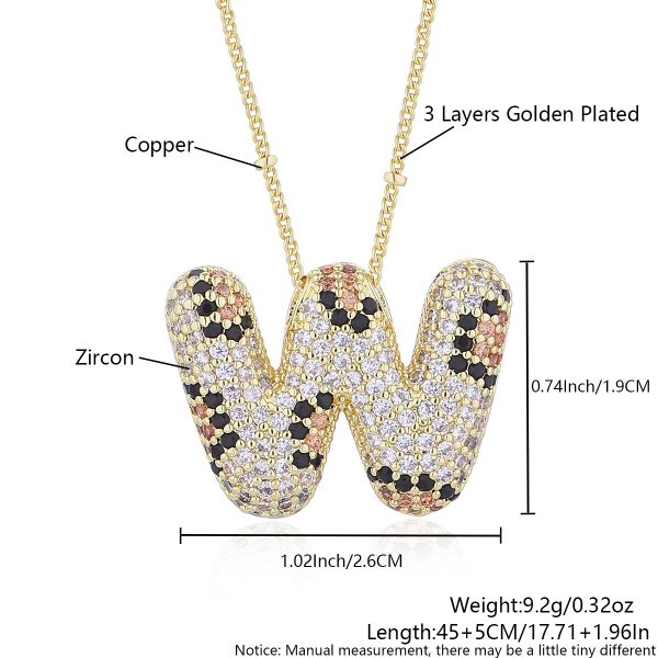 Leopard Print Zircon Letter Necklace with Gold-Plated Finish - Image 28