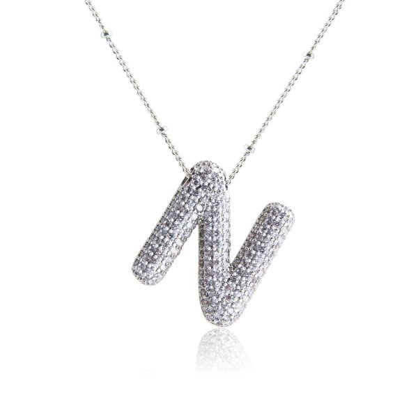 Silver-Plated Hollow 26-Letter Zircon Necklace for Women - Image 19