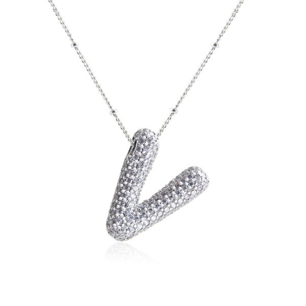 Silver-Plated Hollow 26-Letter Zircon Necklace for Women - Image 27
