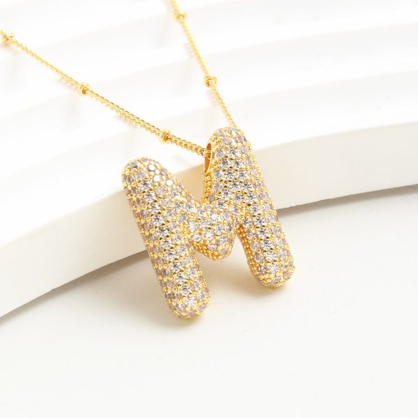 Balloon-Inspired 26-Letter Zircon Gold-Plated Necklace - Image 15