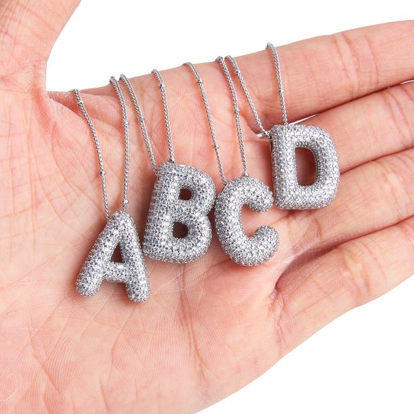 Silver-Plated Hollow 26-Letter Zircon Necklace for Women - Image 2