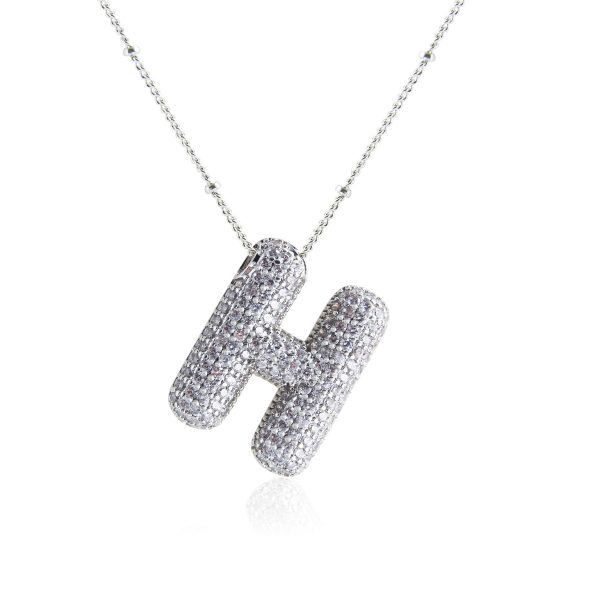 Silver-Plated Hollow 26-Letter Zircon Necklace for Women - Image 13