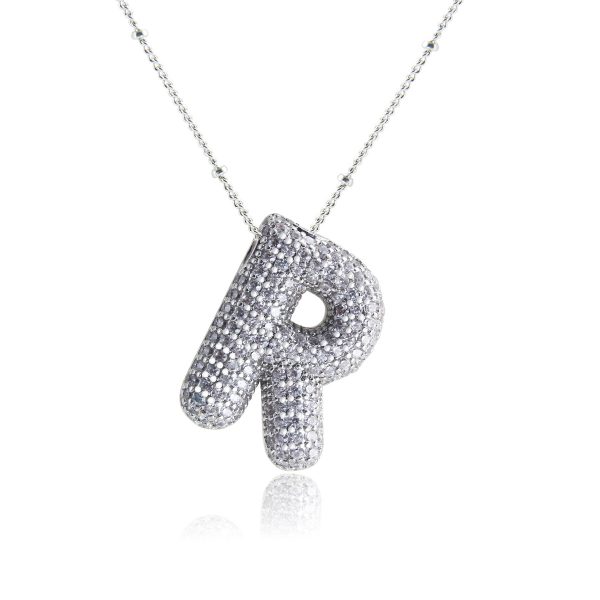 Silver-Plated Hollow 26-Letter Zircon Necklace for Women - Image 23