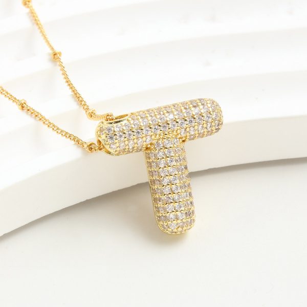 Balloon-Inspired 26-Letter Zircon Gold-Plated Necklace - Image 22