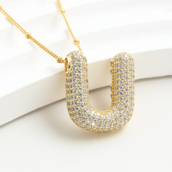 Balloon-Inspired 26-Letter Zircon Gold-Plated Necklace - Image 23