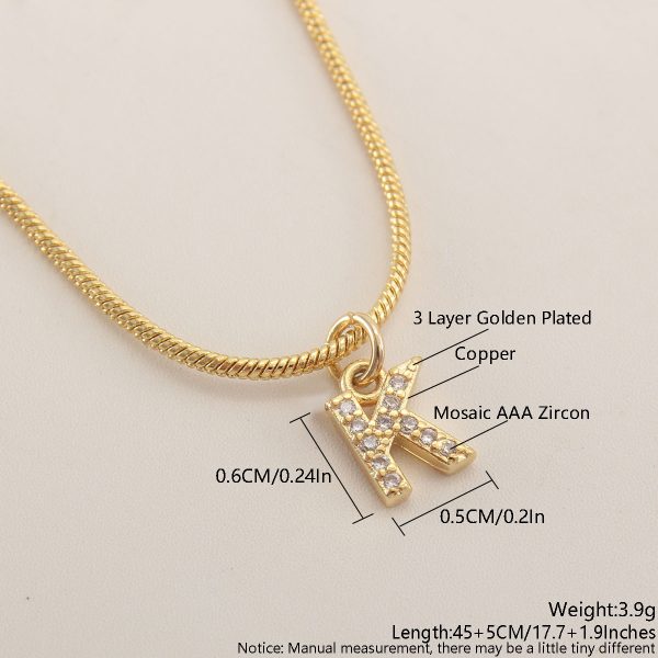 26-Letter Gold-Plated Zircon Pendant Necklace for Women - Image 4
