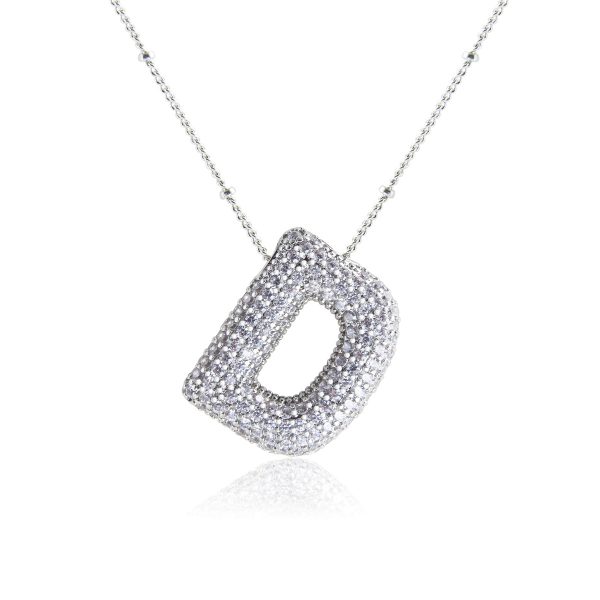 Silver-Plated Hollow 26-Letter Zircon Necklace for Women - Image 9