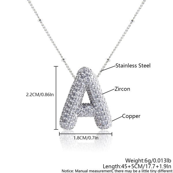 Silver-Plated Hollow 26-Letter Zircon Necklace for Women - Image 3