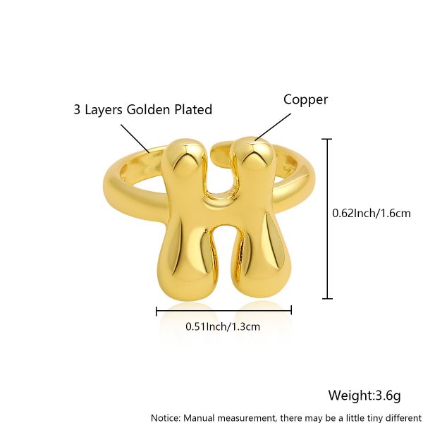 Personalized 26-Letter Gold-Plated Adjustable Open Ring - Image 13