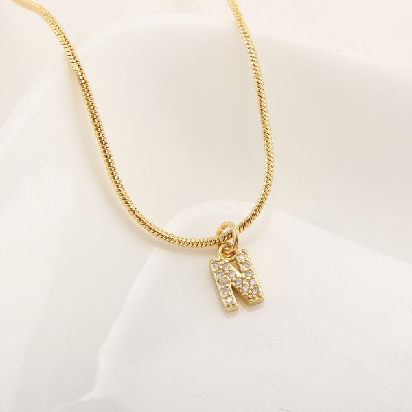 26-Letter Gold-Plated Zircon Pendant Necklace for Women - Image 19