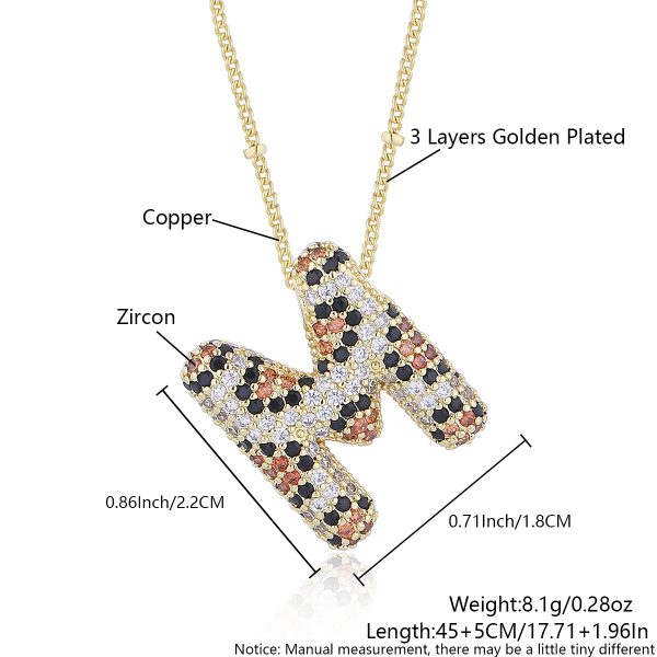 Leopard Print Zircon Letter Necklace with Gold-Plated Finish - Image 18