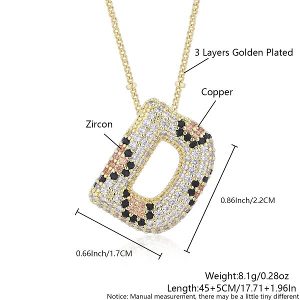 Leopard Print Zircon Letter Necklace with Gold-Plated Finish - Image 9