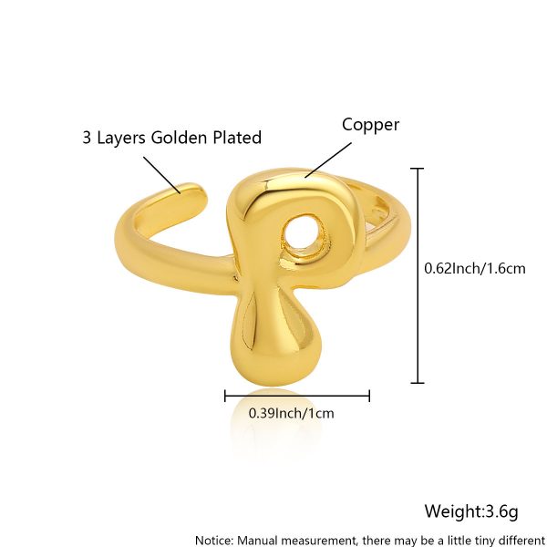 Personalized 26-Letter Gold-Plated Adjustable Open Ring - Image 21