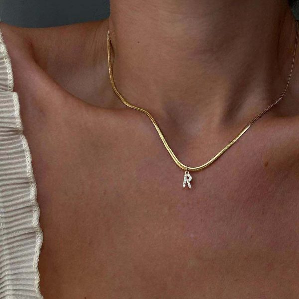 26-Letter Gold-Plated Zircon Pendant Necklace for Women - Image 2