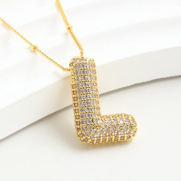 Balloon-Inspired 26-Letter Zircon Gold-Plated Necklace - Image 14