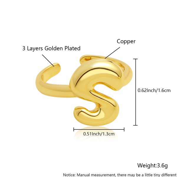 Personalized 26-Letter Gold-Plated Adjustable Open Ring - Image 24