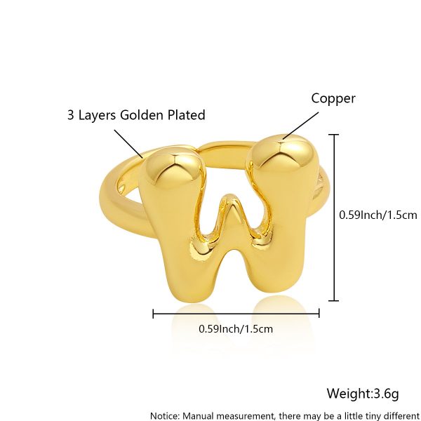 Personalized 26-Letter Gold-Plated Adjustable Open Ring - Image 28