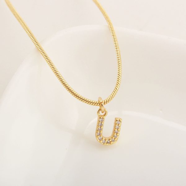 26-Letter Gold-Plated Zircon Pendant Necklace for Women - Image 26