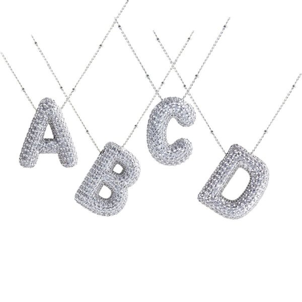 Silver-Plated Hollow 26-Letter Zircon Necklace for Women - Image 5