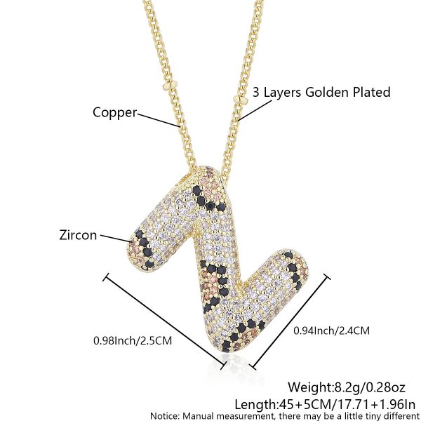 Leopard Print Zircon Letter Necklace with Gold-Plated Finish - Image 31