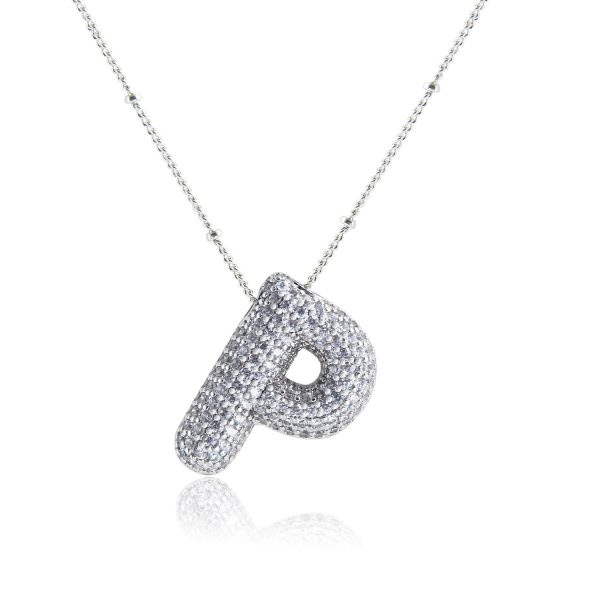 Silver-Plated Hollow 26-Letter Zircon Necklace for Women - Image 21
