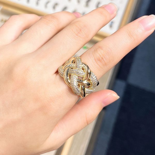 Glamorous Multi-Layer Twist Full Diamond Statement Ring - Image 3