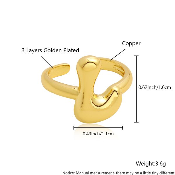 Personalized 26-Letter Gold-Plated Adjustable Open Ring - Image 17