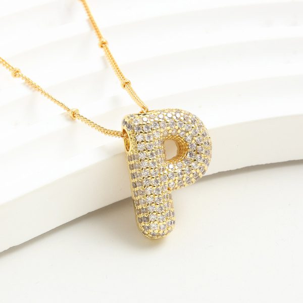 Balloon-Inspired 26-Letter Zircon Gold-Plated Necklace - Image 18