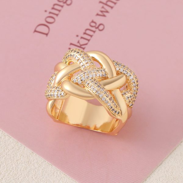 Glamorous Multi-Layer Twist Full Diamond Statement Ring - Image 5