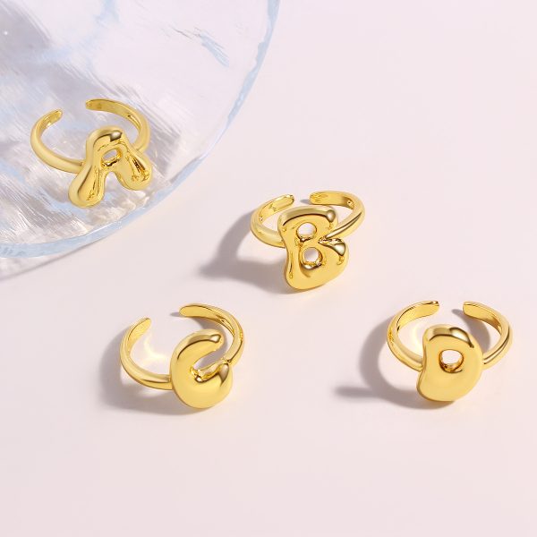 Personalized 26-Letter Gold-Plated Adjustable Open Ring - Image 2