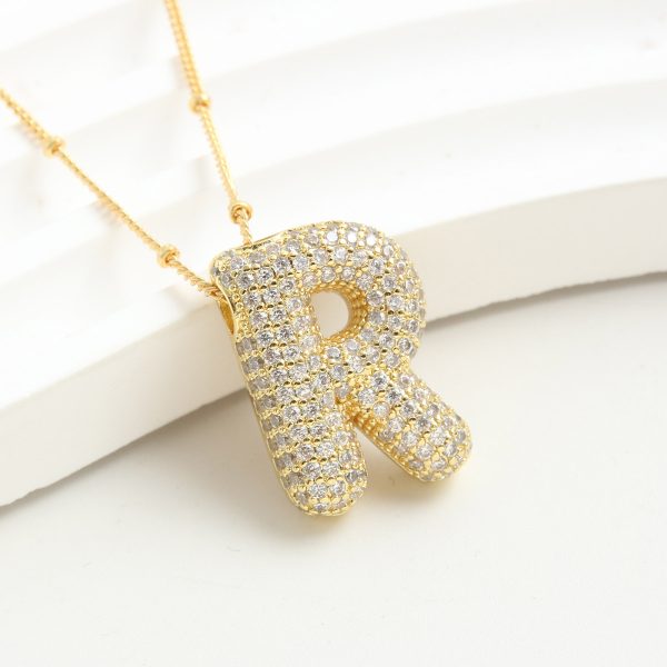 Balloon-Inspired 26-Letter Zircon Gold-Plated Necklace - Image 20