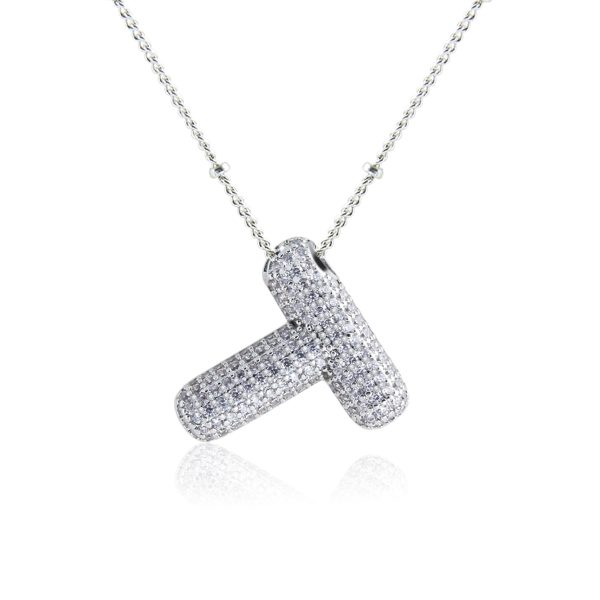 Silver-Plated Hollow 26-Letter Zircon Necklace for Women - Image 25