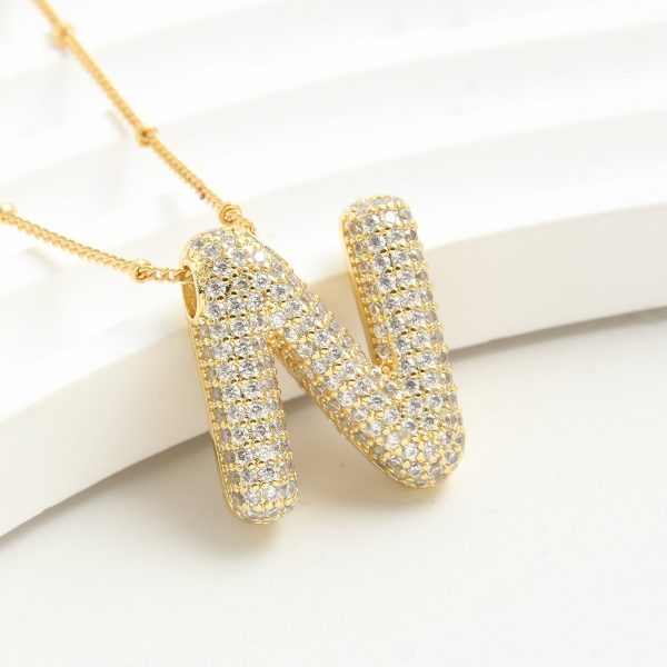 Balloon-Inspired 26-Letter Zircon Gold-Plated Necklace - Image 16