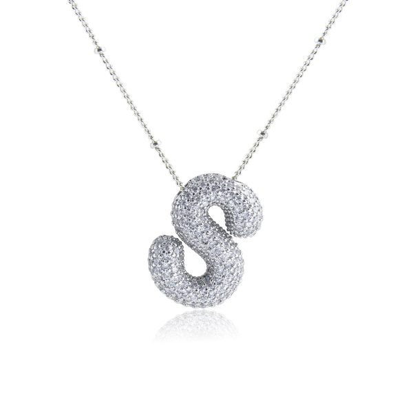 Silver-Plated Hollow 26-Letter Zircon Necklace for Women - Image 24