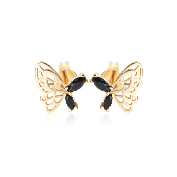Butterfly Hollow Zircon 18K Gold-Plated Earrings for Women - Image 9