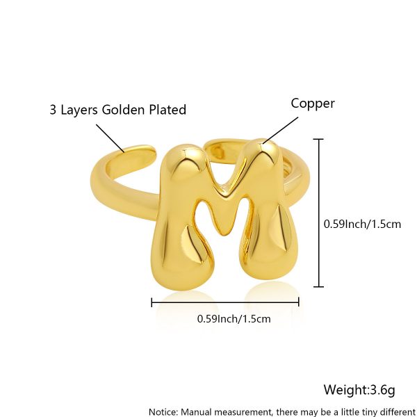 Personalized 26-Letter Gold-Plated Adjustable Open Ring - Image 18