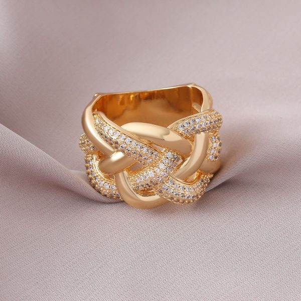 Glamorous Multi-Layer Twist Full Diamond Statement Ring - Image 8