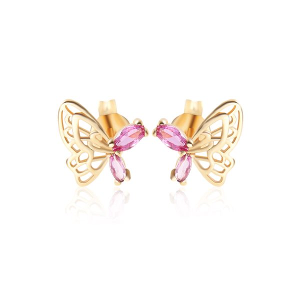 Butterfly Hollow Zircon 18K Gold-Plated Earrings for Women - Image 5