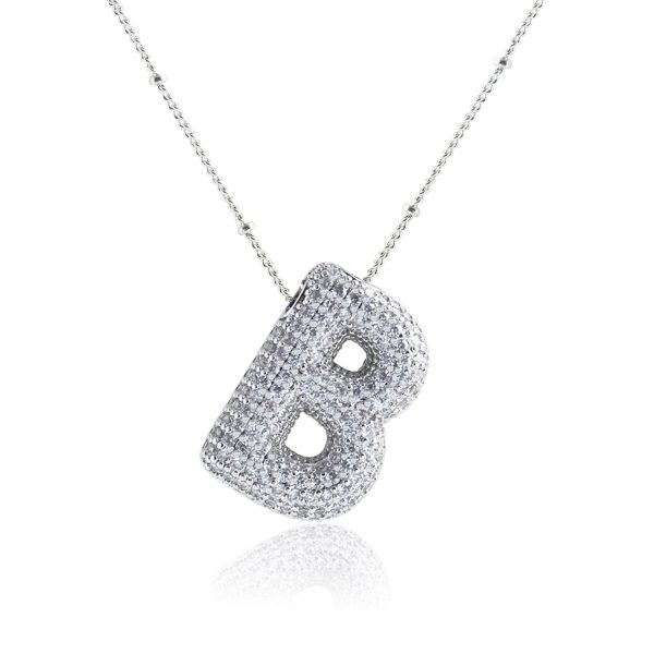 Silver-Plated Hollow 26-Letter Zircon Necklace for Women - Image 7