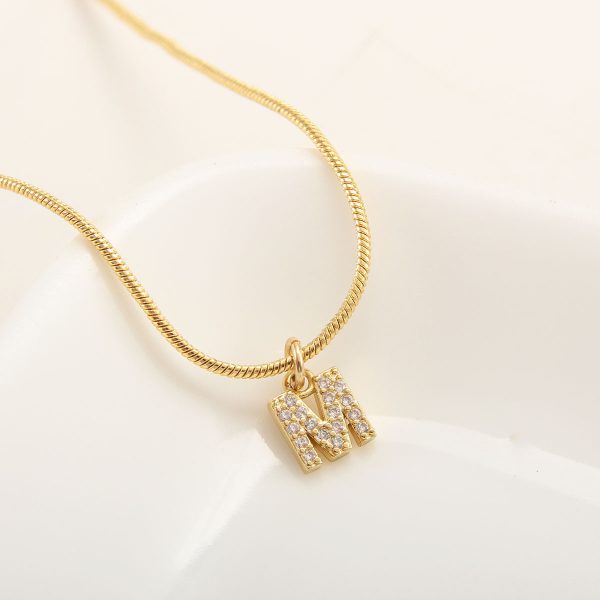 26-Letter Gold-Plated Zircon Pendant Necklace for Women - Image 18