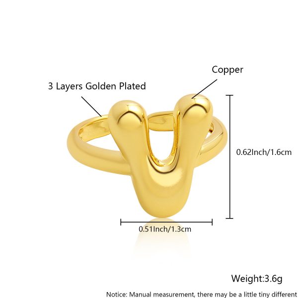 Personalized 26-Letter Gold-Plated Adjustable Open Ring - Image 27
