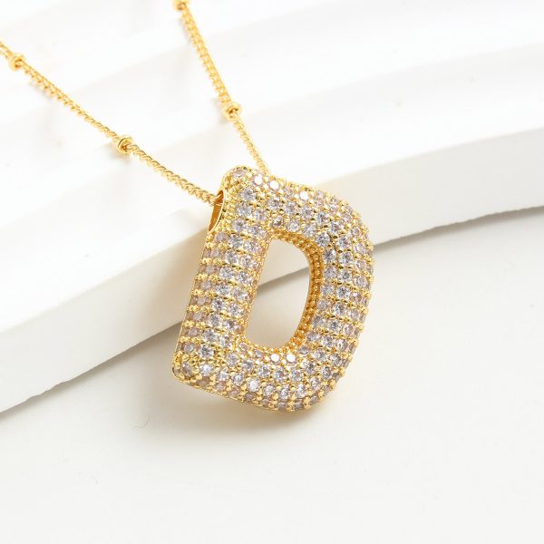 Balloon-Inspired 26-Letter Zircon Gold-Plated Necklace - Image 6