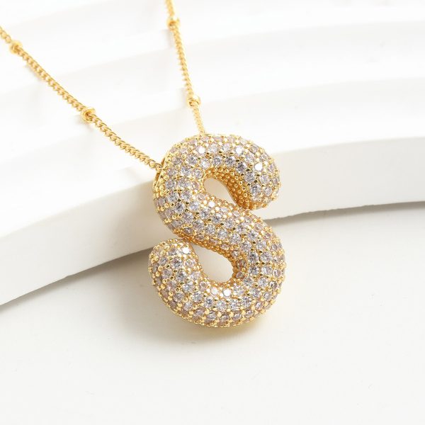 Balloon-Inspired 26-Letter Zircon Gold-Plated Necklace - Image 21