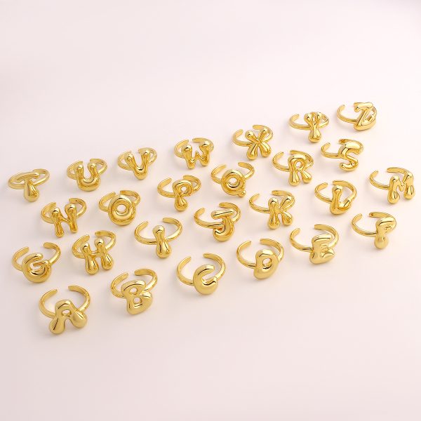 Personalized 26-Letter Gold-Plated Adjustable Open Ring - Image 4